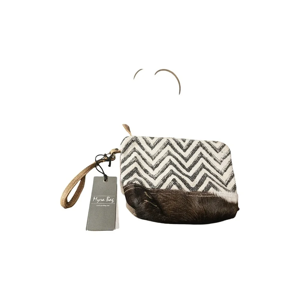 Myra Bag Wristlet Set 3 New Cowhide Leather Southwestern‎ Zebra Chevron Pouches